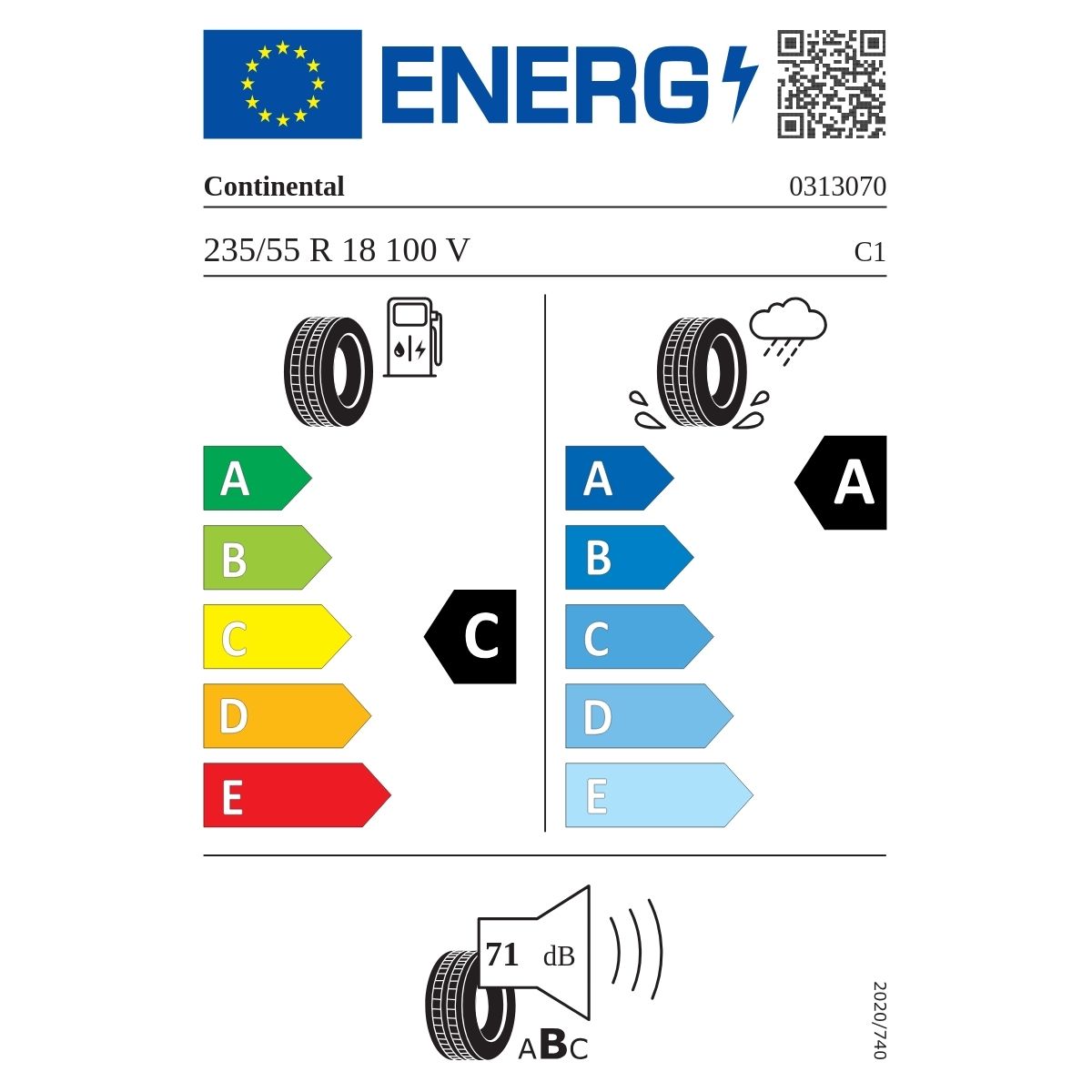 CONTI 235/55X18 100V FR PREMIUM CONTACT 7 CA71 