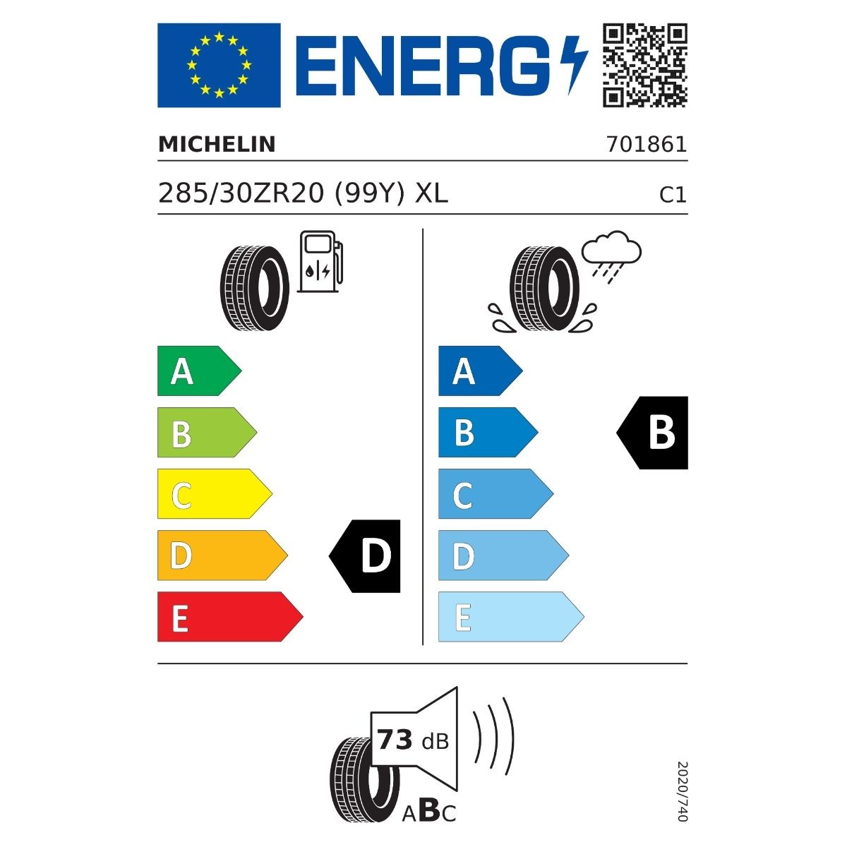 MICH 285/30X20 99Y ZR XL TL PILOT SPORT 4 S * DB73 