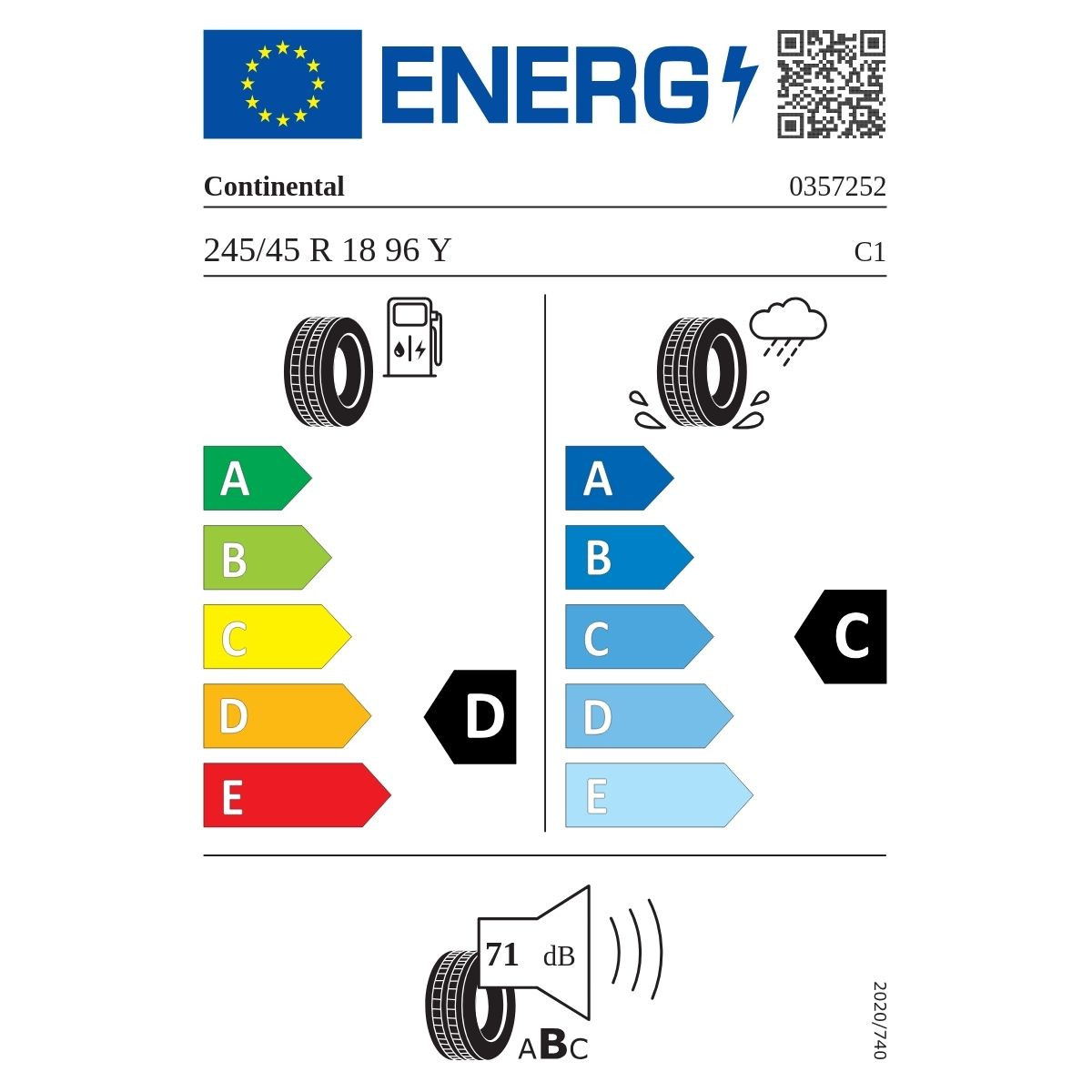 CONTI 245/45X18 96Y SPORT CONTACT 3 E SSR* CD71 